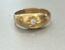 Antique 18ct Yellow Gold Diamond Star Set Gypsy Ring
