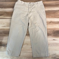 Lands End Chino Pants Mens 40 Traditional Fit Khaki Cotton Twill Comfort Waist
