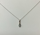 Sterling Silver Small Blue Topaz Teardrop Pendant 18" Inch Chain  — photo 1