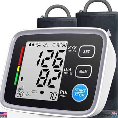Automatic Blood Pressure Monitor, 2 Cuff Sizes, 180 Memories, USB, 2 Users