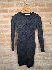 Allyson Black Shimmer Bodycon Knit Dress Size S/M Long Sleeve Party Evening 