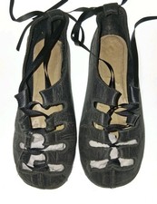 Antique/Vintage 7.5" Black Leather Shoes for German/French Bisque Head Dolls