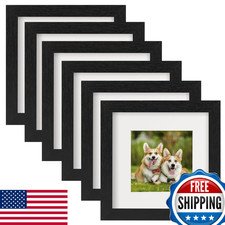 TOFOREVO 6x6 Black Wood Grain Picture Frames Set of 6 for Gallery Wall Display