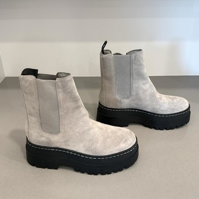 Marc Fisher LTD Pauline Platform Booties 6 Gray Suede NWOB Grunge Lug Sole Y2K
