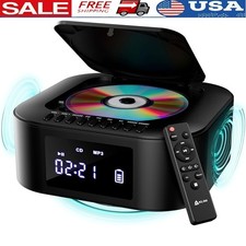 Portable CD Player Bluetooth Boombox W/ Subwoofer FM Radio Rechargeable Battery