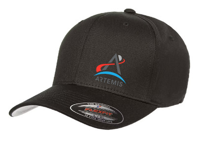 Artemis Moon NASA Apollo Cap Print Logo 5001 Flexfit Baseball Hat S/M and L/XL