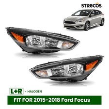 Halogen Headlight For 2015-2018 Ford Focus W Led Drl Black Leftright Pair Halogen Headlight For 2015-2018 Ford Focus W Led Drl Black Leftright Pair