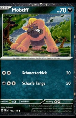 Mobtiff (Cosmo Holo) 142/193 Common Paldea Evolved NM Pokemon Karte Deutsch