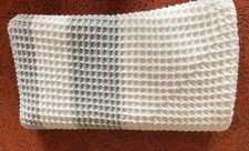 BEAUTIFUL NEW HANDMADE CROCHET BABY BLANKET/AFGHAN SOFT WHITE/GREY 53x53