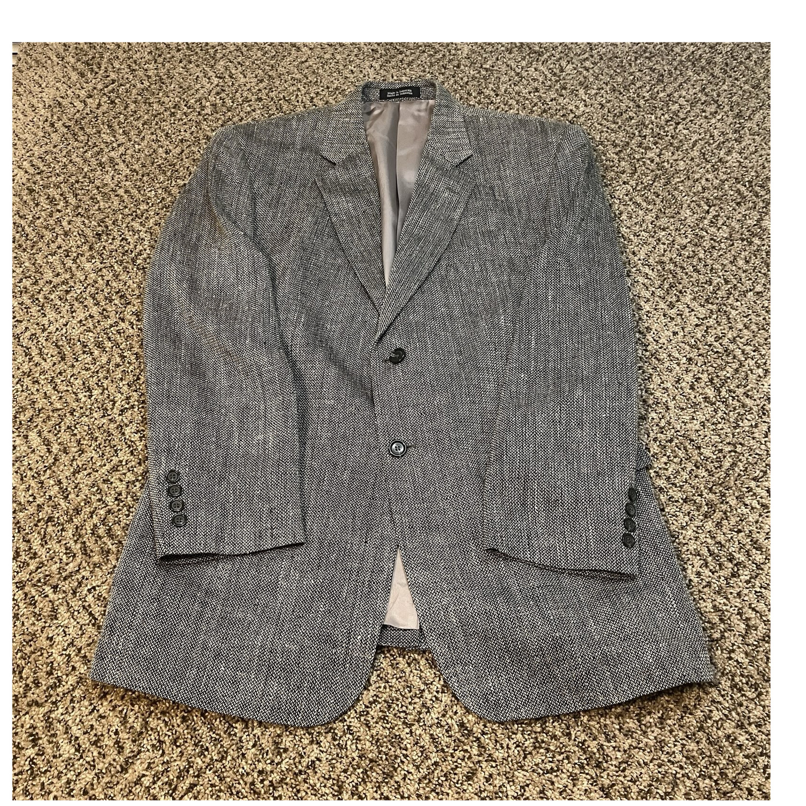 Stafford Men's 42R Silk Tweed Blazer Gray Double-Vented Inner Pockets