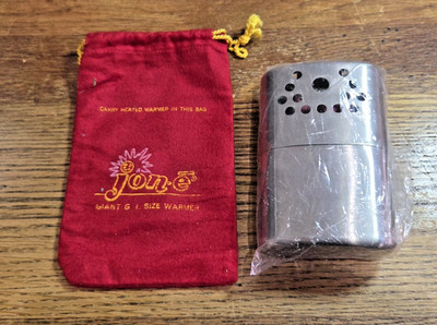 *Vintage* Aladdin Jon-E GI GIANT Hand Warmer Jumbo Pocket Heater US w/ Pouch