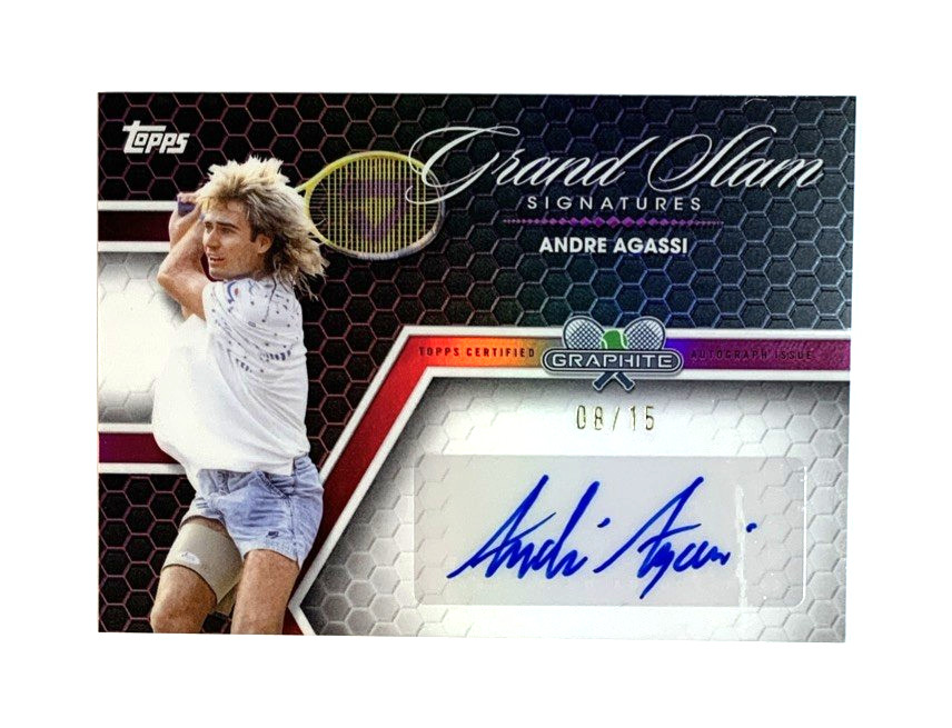 Andre Agassi #GSD-AA Tennis Cards 2026 Topps Graphite Grand Slam Signature trading card — raw and PSA graded price guide