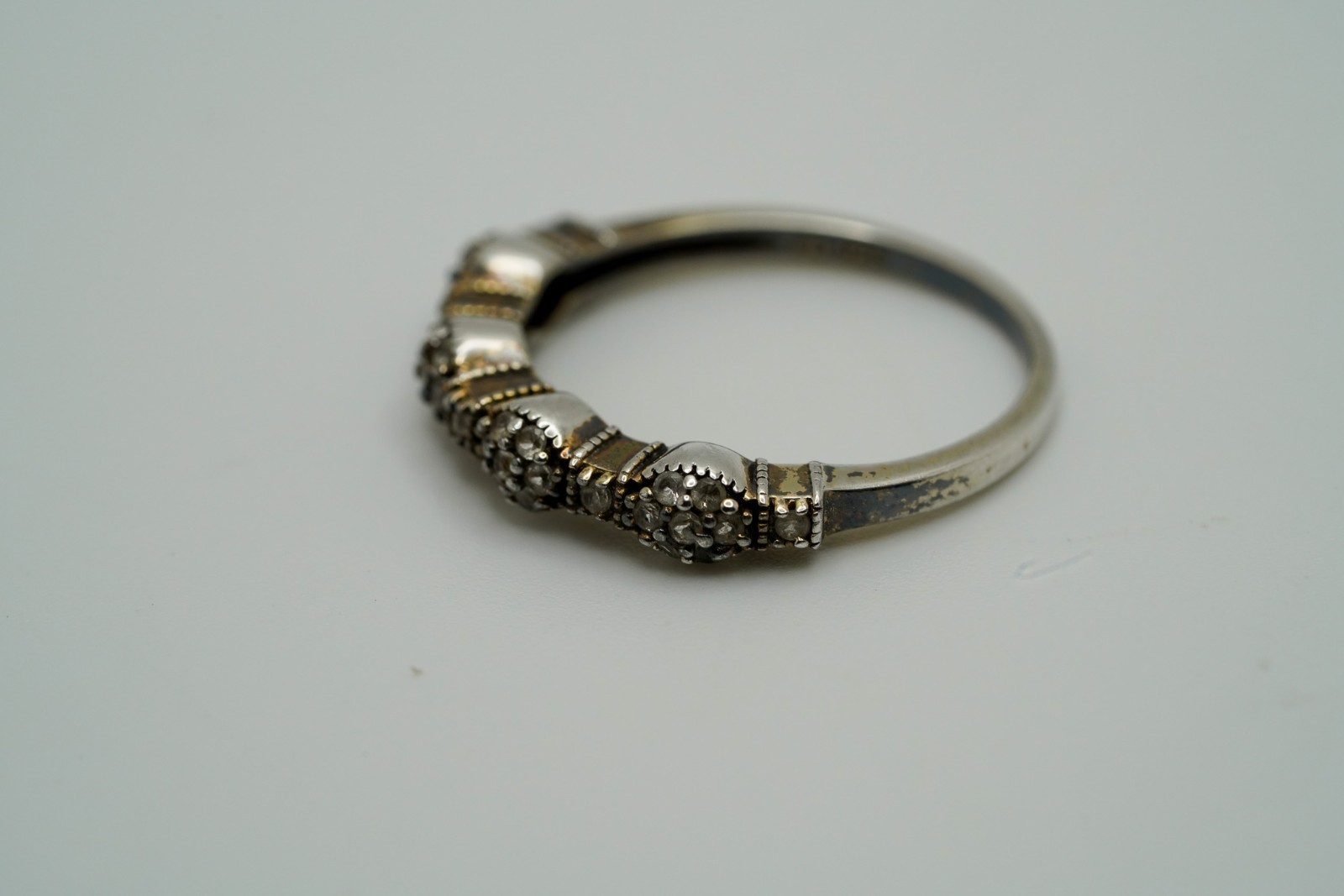 Vintage Sterling Silver Stackable CZ Ring Size 9 … - image 3