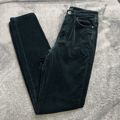 Massimo Dutti Velour Velvet Green Skinny Pants Size 4
