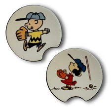 Baseball Car Coasters – Charlie Brown & Lucy – Set of 2