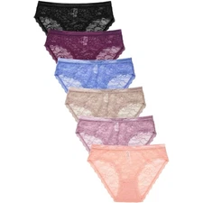 PACK OF 6 MAMIA WOMEN'S STRETCH LACE NYLON BLEND BIKINI PANTY ( LP9451LK)