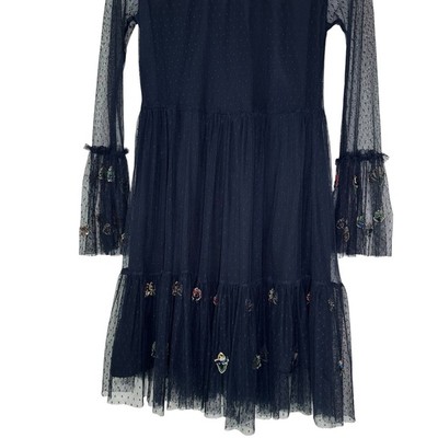 Zara Embroidered Beaded Tulle Overlay Dress Small Navy Blue Swiss Dot Romantic | eBay Zara Embroidered Beaded Tulle Overlay Dress Small Navy Blue Swiss Dot Romantic | eBay