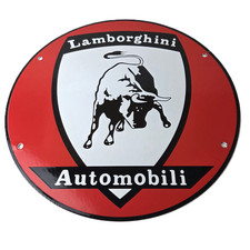 Vintage Lamborghini Sports Car Sign - Auto Service Dealer Gas Porcelain Sign