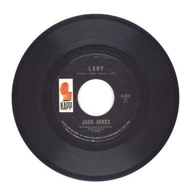 Jack Jones - Lady; Afraid to Love - Vinyl Record 45 RPM 7''