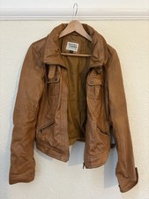 Bomber vintage in pelle marrone taglia L