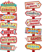 24 Pieces Carnival Decorations Circus Party Directional Sign Welcome to The Circ