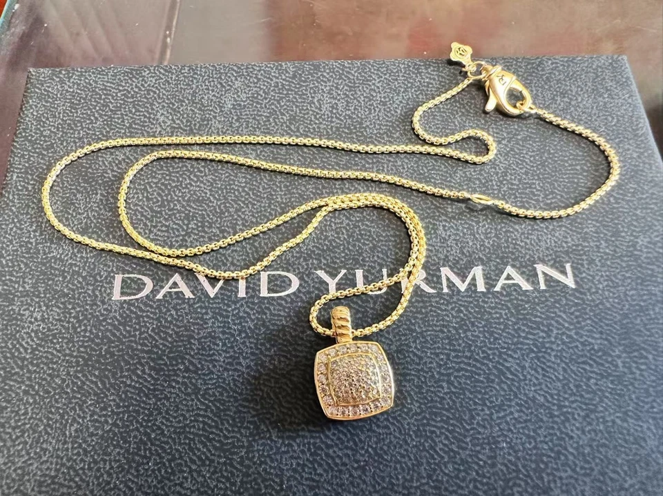 Nuevo collar de cadena cable DAVlDYurman/Albion 18K/amarillo/oro 45+5 cm con cuatro diamantes Foto 2 de 4