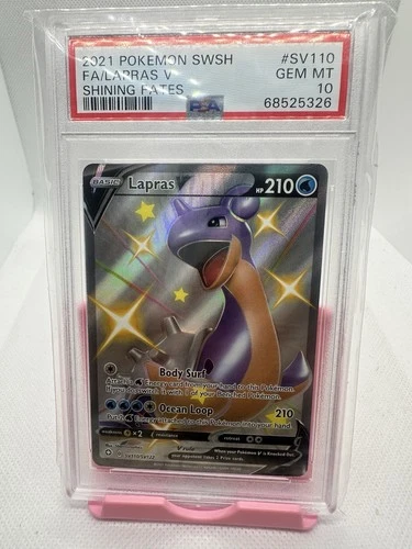 2021 POKEMON SWORD & SHIELD SHINING FATES #SV110 FA/LAPRAS V PSA 10!!