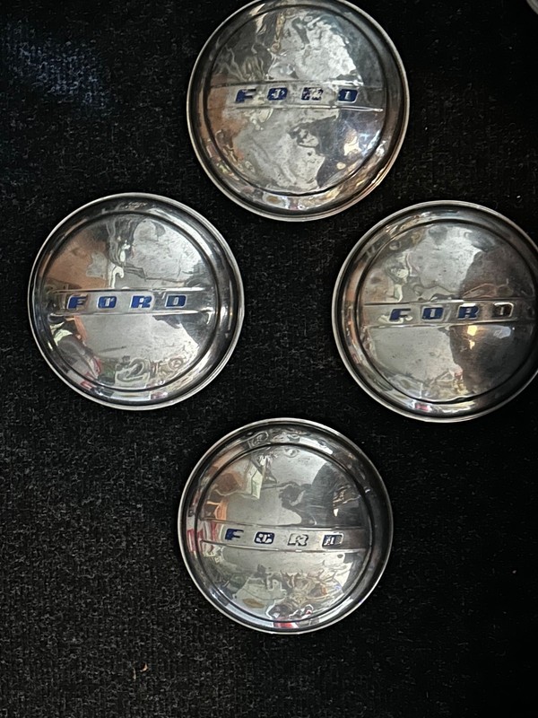 1947-1948 Ford Super Deluxe 8” Truck Coupe Dogdish Set Of 4 Hubcaps