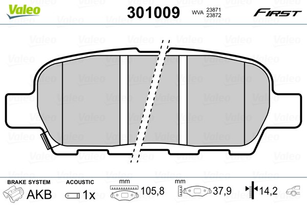 Fits VALEO 301009 BRAKE PADS FIRST
