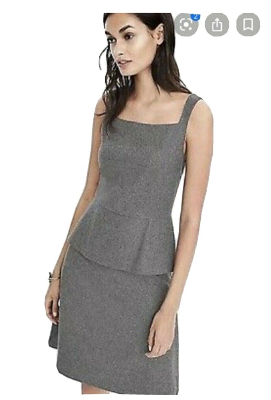 NWT BANANA REPUBLIC Luxury Italian Flannel Peplum Dress Wool Blend Back Zip 10
