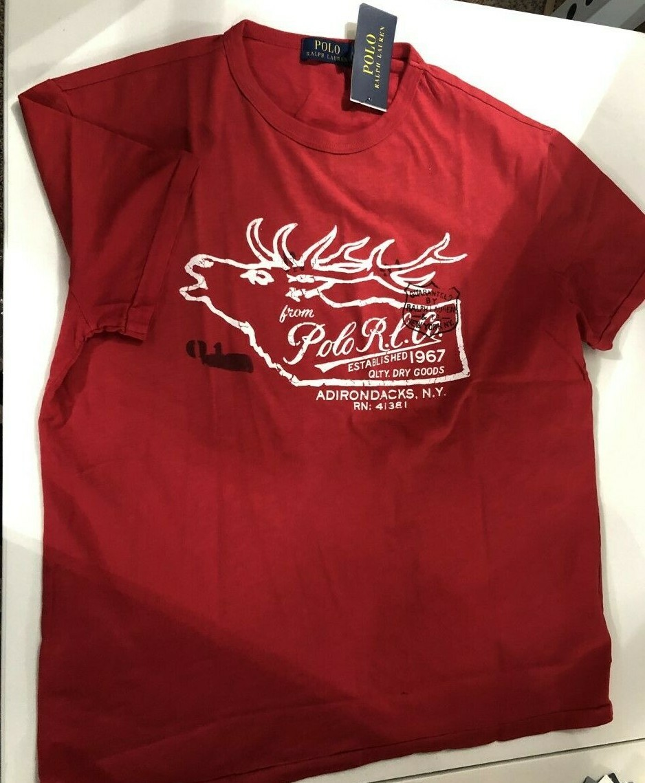 n*r様 デッドストック USA製 Polo Ralph Lauren ANDR Polo Ralph Lauren R.L. & Co Adirondacks N.Y. Elk T-Shirt Men's S