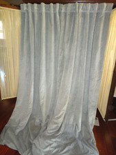 EXCLUSIVE FABRICS  FURNISHINGS GRAY VELVET 2 BLACKOUT PANELS CURTAINS 48X107