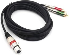 2X XLR Female 3 Pin to Dual RCA Male Plug Stereo Audio Oxygen-Free Cable 10FT