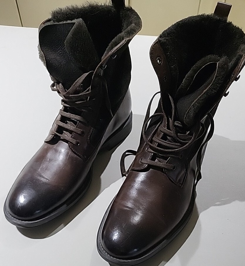 Men TO BOOT NEW YORK Leather Shearling Fur 8inch Boots  display picture 1