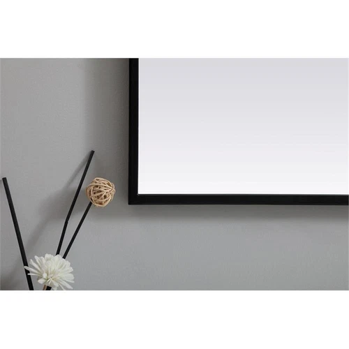 Elegant Decor Ayra 36x36" Arch Modern MDF Wood/Iron Mirror in Black - Picture 5 of 9