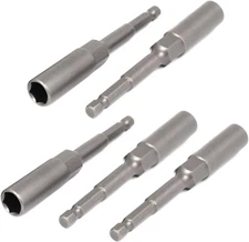 102Mm Length 7Mm Hex Shank 10Mm Hexagonal Deep Socket Nut Driver Bit Gray 5Pcs