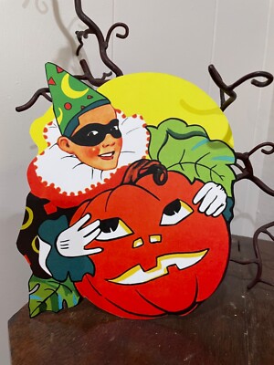 U Pick Vintage Inspired Deco Boy Clown, Pumpkin Halloween Cardstock Decoration