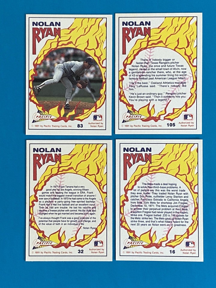 Nolan Ryan 1991 Pacific Trading Card Lot (4) Mets Angels + Rangers | eBay