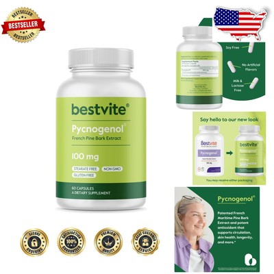 French Pine Bark Extract - 100mg Pycnogenol Capsules for Circulation & Skin Glow