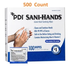 500 Ct. PDI Hand Sanitizing Wipe Sani-Hands Ethyl Alcohol Wipe Individual Packet