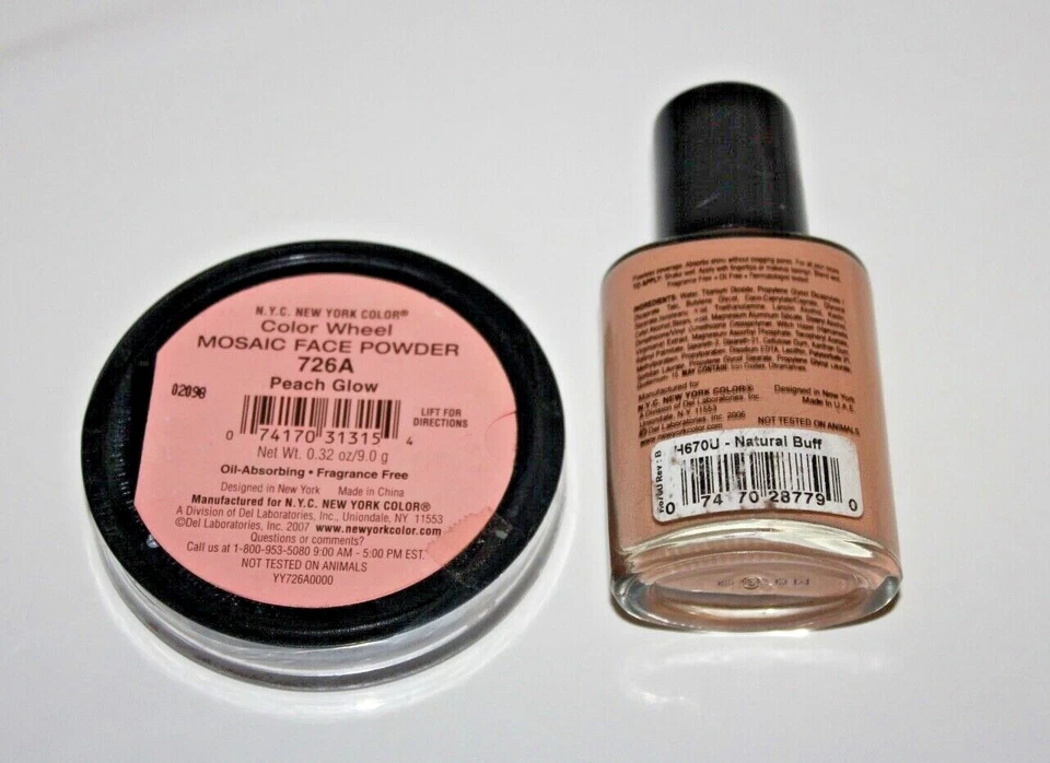 NYC Color Wheel MOSAIC Face Powder # 726A Peach Glow + Smooth Liquid H670U LOT/2 - Image 2 of 2
