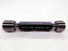 NEW 1 1/4 7 UNC 2B THREAD PLUG GAGE 1.25 GO NO GO P.D.'S= 1.1572 & 1.1668 TOOL