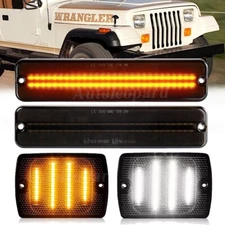 4pc LED Side Marker Light+Front Turn Signal Light For Jeep Wrangler YJ 1987-1995