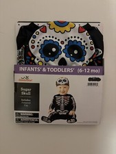 Infant Sugar Skull Outfit / Halloween Costume Size 6-12 Months