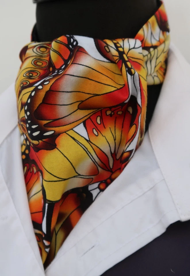 Мужские желтый красный черный яркие бабочки хлопок Ascot галстук платок - Изображение 2 из 4