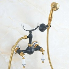 Golden  Black Brass Bathroom Faucet Hand Spray Shower Mixer Water Tap 2na560