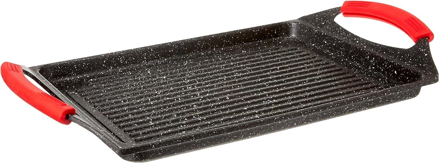 Euronovità EN-22141 Padella, Griglia, bistecchiera pietra nera 46 cm stone...