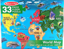World Map Floor Puzzle 33 Piece Jigsaw Puzzle Melissa  Doug