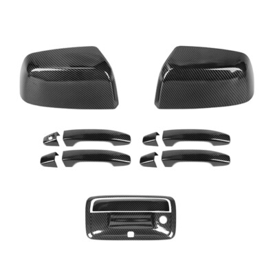 For 2015-2022 Chevy Colorado Carbon Top Mirrors + Door Handles + Tailgate Covers
