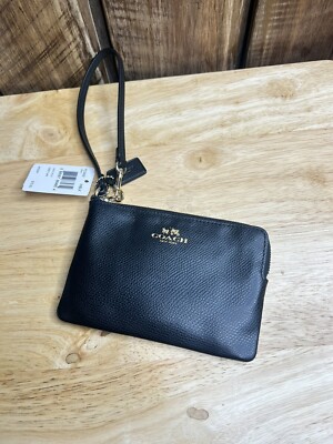 New Coach F53429 Crossgain Leather Signature Corner Zip Wristlet